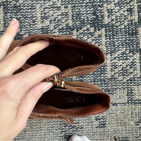 Lauren Ralph Lauren Damara Booties in Cognac Brown Leather & Suede size 8 - Picture 13 of 16